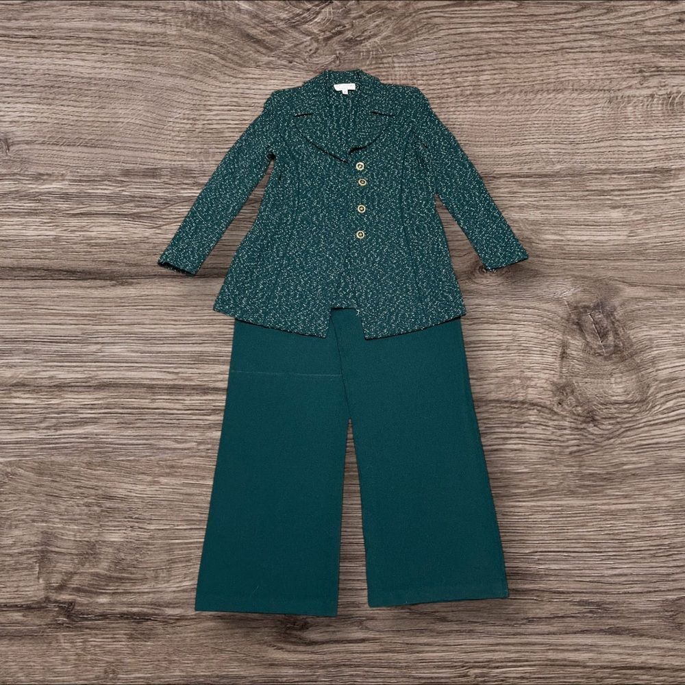 St. John Teal Blazer and Pants Ensemble